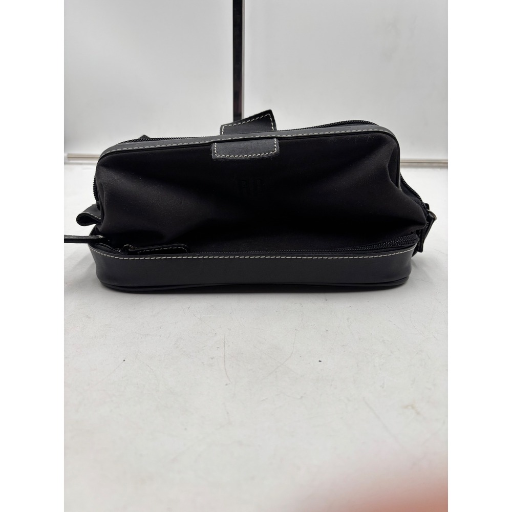 Baekgaard Black Canvas Leather Toiletry Bag Dopp Kit Plaid Lining Monogram RB